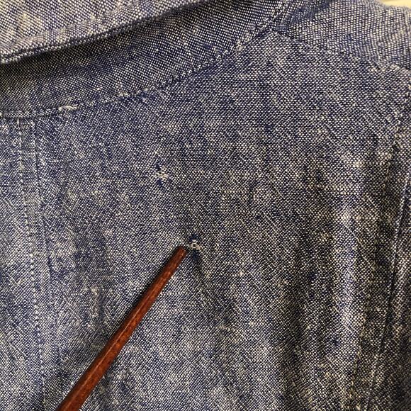Anne Klein Linen Blend Button Front Collared Shirt Dress Blue 6 Coastal Preppy - Picture 8 of 10